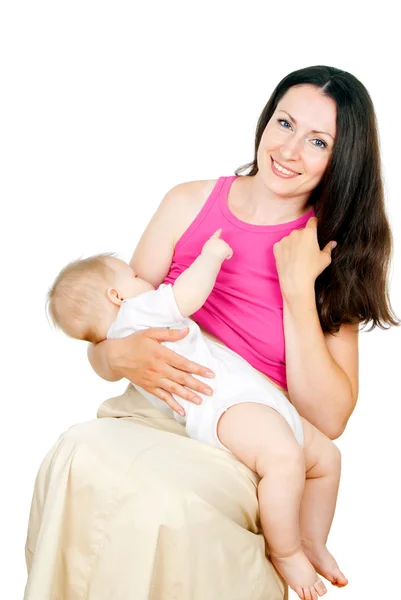 Baby eats breast milk — Stock Photo, Image