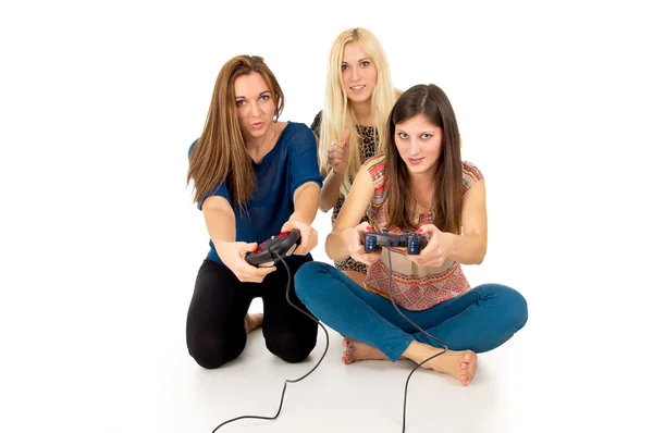 Friends play video games — Stock Photo, Image