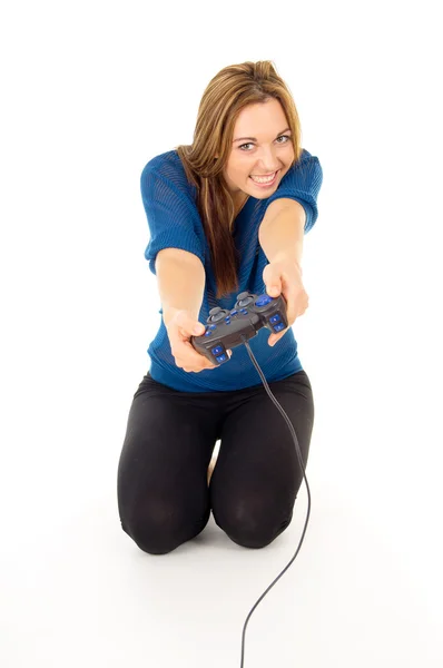 Menina jogando um jogo de vídeo — Fotografia de Stock