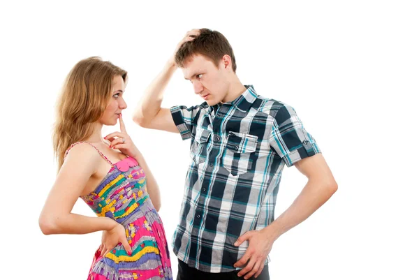 Love guy and girl flirt — Stock Photo, Image