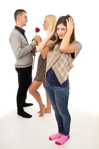 Male cheating his girlfriend — Stock Photo, Image