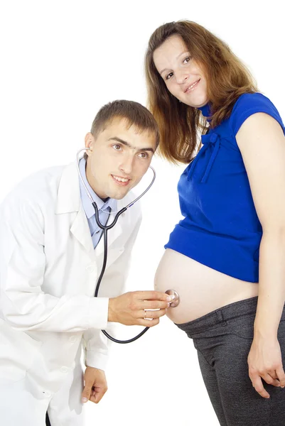임신한 여자의 신체 검사 스톡 사진