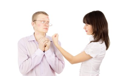 she swears by her boyfriend, and he asks for forgiveness clipart