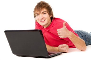 güzel adam için laptop inşaat ve Tamam görüntüler