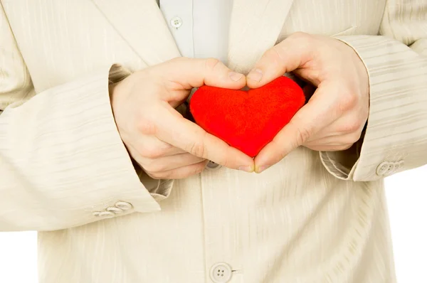 El tipo de traje mantiene el corazón — Foto de Stock