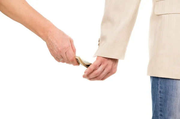 The man gently takes a bribe — Stock Photo, Image