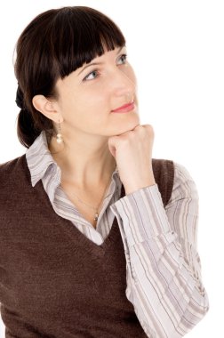 güzel bir genç seksi siyah saçlı kadın olduğunu düşünüyor