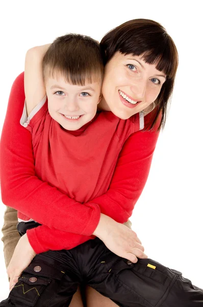 Mom hugging with a small child — Stock Photo, Image