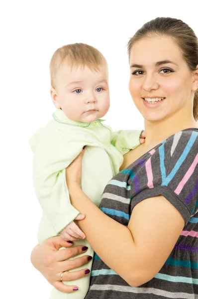 Šťastná matka drží za ruce jeho dítě — Stock fotografie