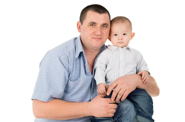 Adult father hugs little son — Stock Photo, Image