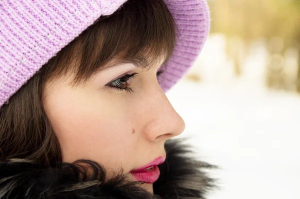 Schöne Mädchen in der Natur im Winter — Stockfoto