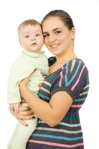 Krásná matka drží za ruce jeho dítě — Stock fotografie