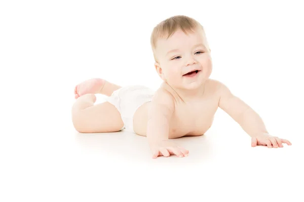 Boldog kis baba tanulmány csúszó — Stock Fotó