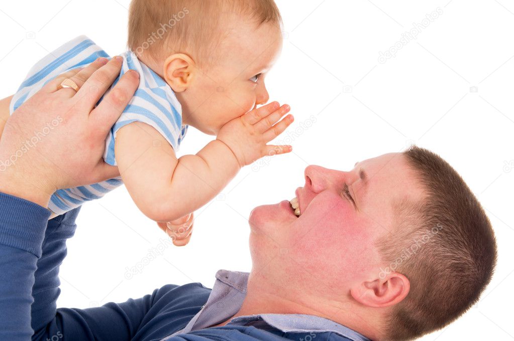 baby whispers something dad