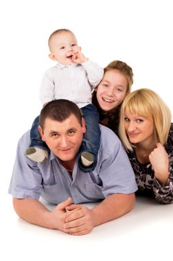 neşeli büyük aile poz