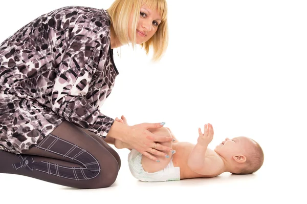 Mom plays with baby — Stock Photo, Image