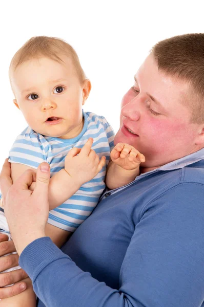 Der glückliche Vater umarmt Baby — Stockfoto