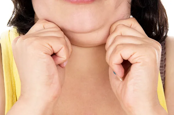 Girl shows off his big chin Royalty Free Stock Images