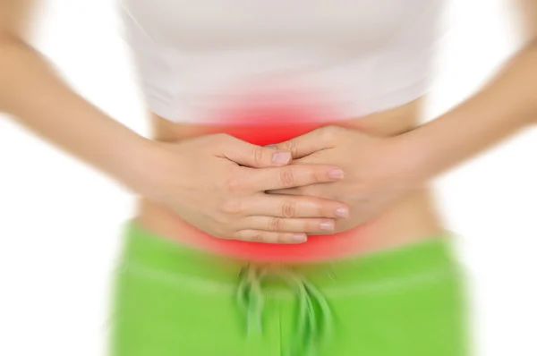 Bauch wund, rot gezeigt — Stockfoto