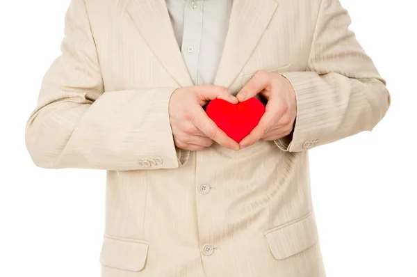 Chlap drží srdce — Stock fotografie