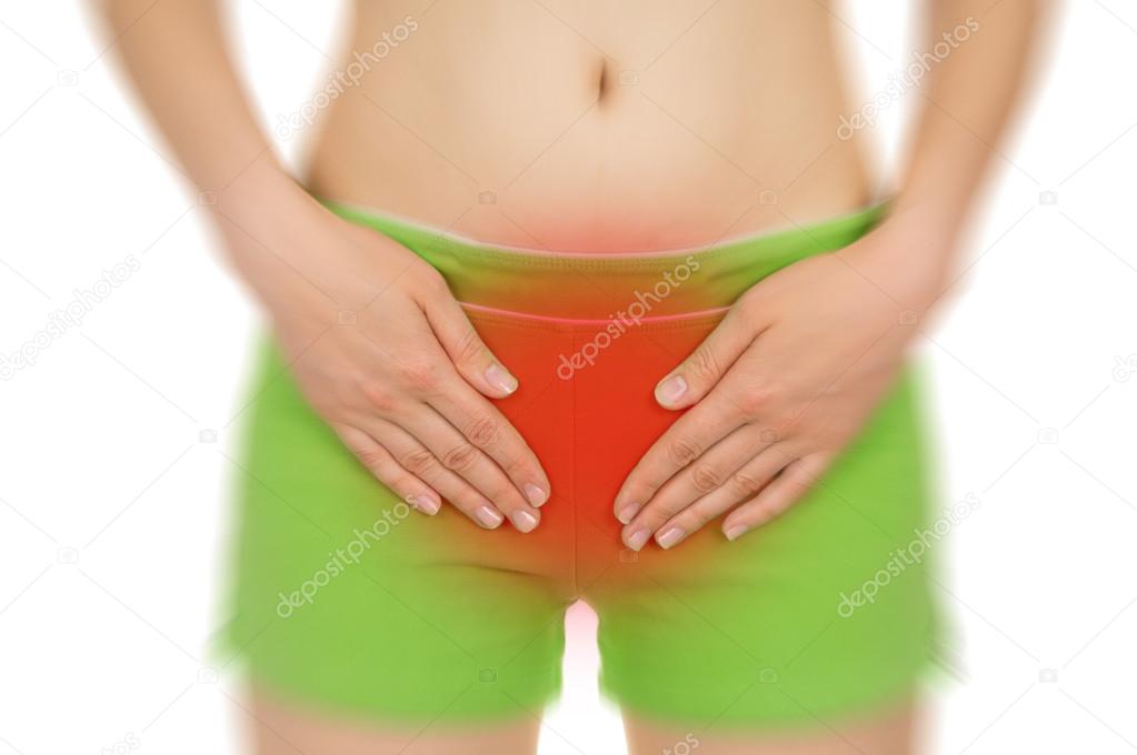 sore uterus, shown red, keep handed