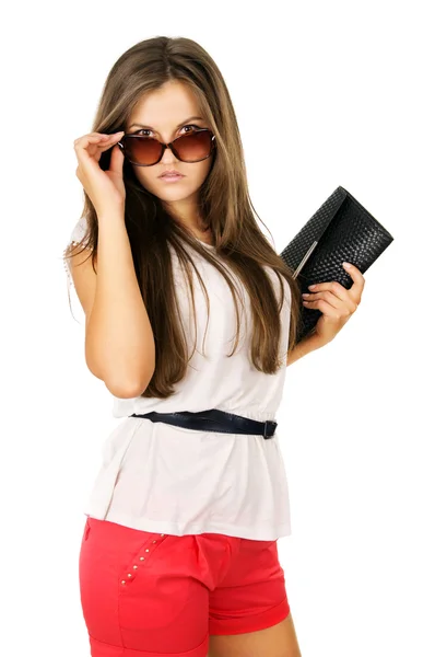 Glamor beautiful girl in sunglasses — Stock Photo, Image