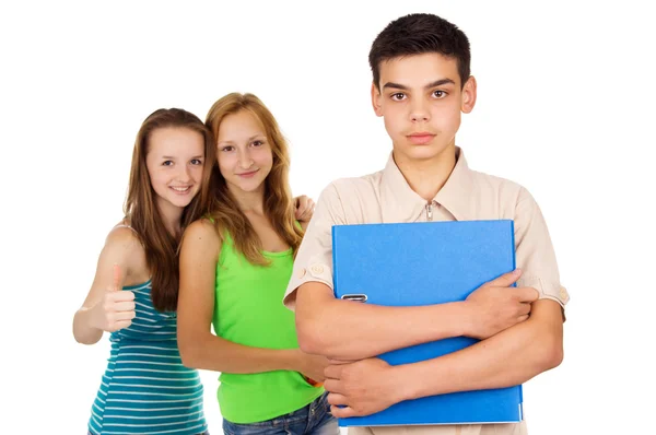 Estudantes menino e menina isolados — Fotografia de Stock