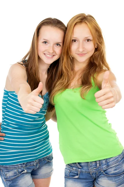 Beautiful young sisters hugging — Stock Photo, Image