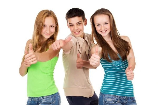 Students show sign ok — Stock Photo, Image