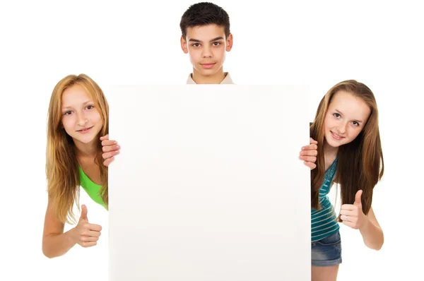 Teens hold a poster — Stock Photo, Image