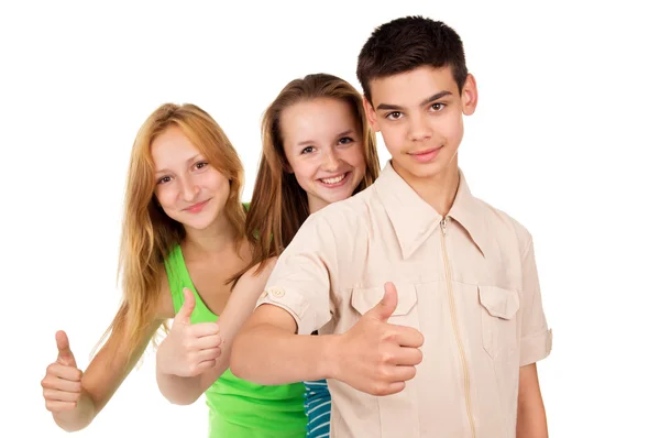 Beautiful young people are indicating ok sign Royalty Free Stock Photos