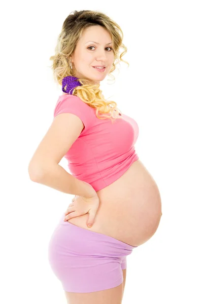 Vacker blondin en gravid Tjej — Stockfoto