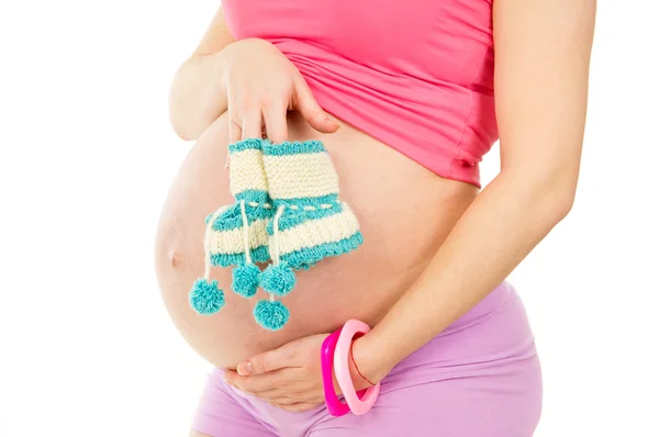 Close-up meninas barriga grávida — Fotografia de Stock