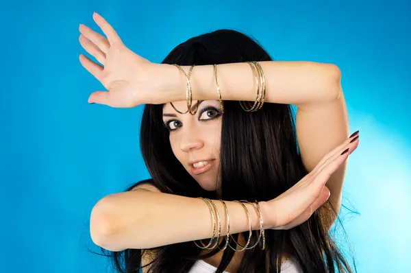 Pretty girl dancing in Oriental style — Stock Photo, Image