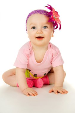 Bebek ve sabun köpüğü mavi bir arka plan üzerinde