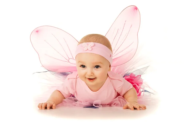 Beautiful little baby in costume isolate — Stock Photo, Image