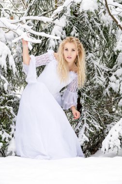 kış orman içinde gelin