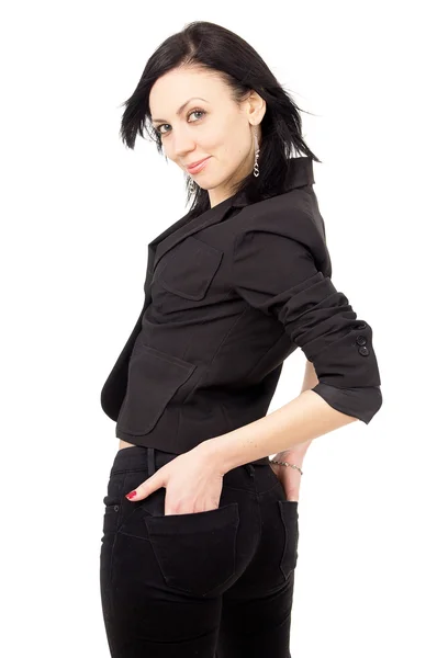 Slim girl standing in the business suit — Stock Photo, Image