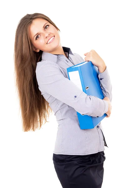 Business girl keeps documents — Stock Photo, Image