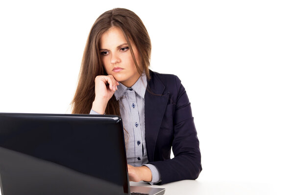 business girl sitting in the workplace