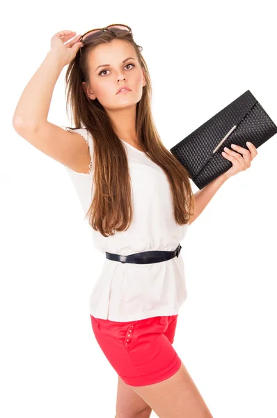 Glamour mooi meisje in zonnebril — Stockfoto