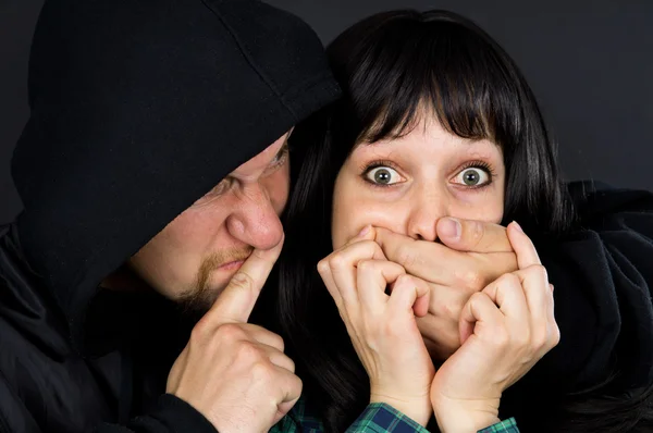 Man attacked the girl — Stock Photo, Image