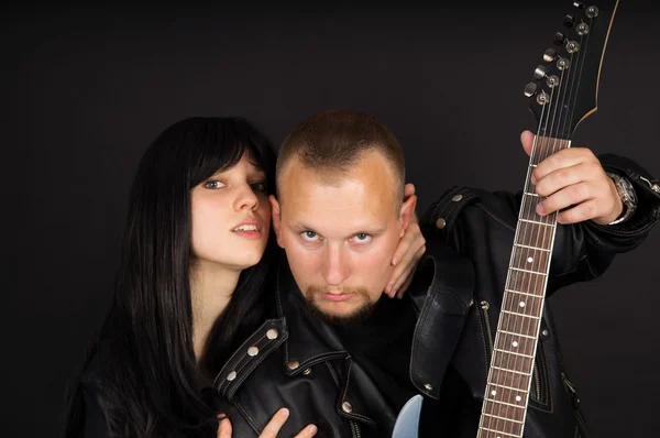 솔 리 스 트와 그의 기타와 기타리스트 — 스톡 사진
