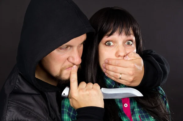 The attack on the girl robber — Stock Photo, Image