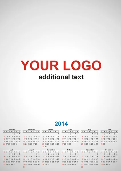 Ημερολόγιο 2014 σας εταιρεία — Διανυσματικό Αρχείο