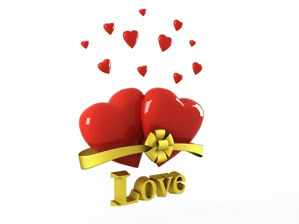Twee harten en een inscriptie liefde — Stockfoto