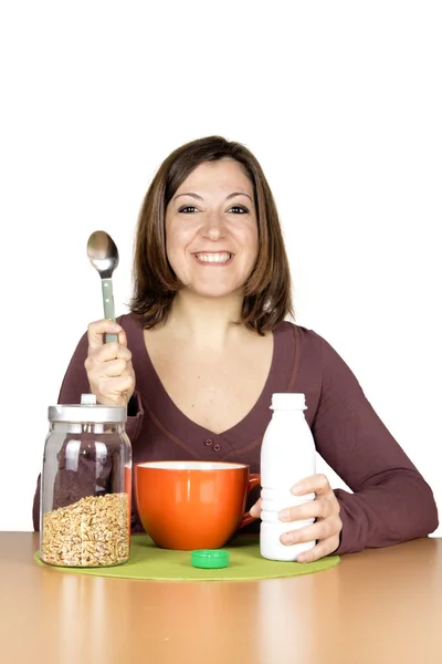 Girl breakfast — Stock Photo, Image