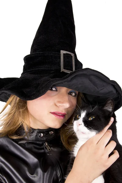 Kočka a čarodějnice — Stock fotografie