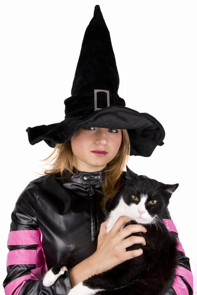 Cat and witch — Stock Photo, Image