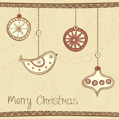 Sarı zemin üzerine ard ith hristmas ree ecoration tebrik